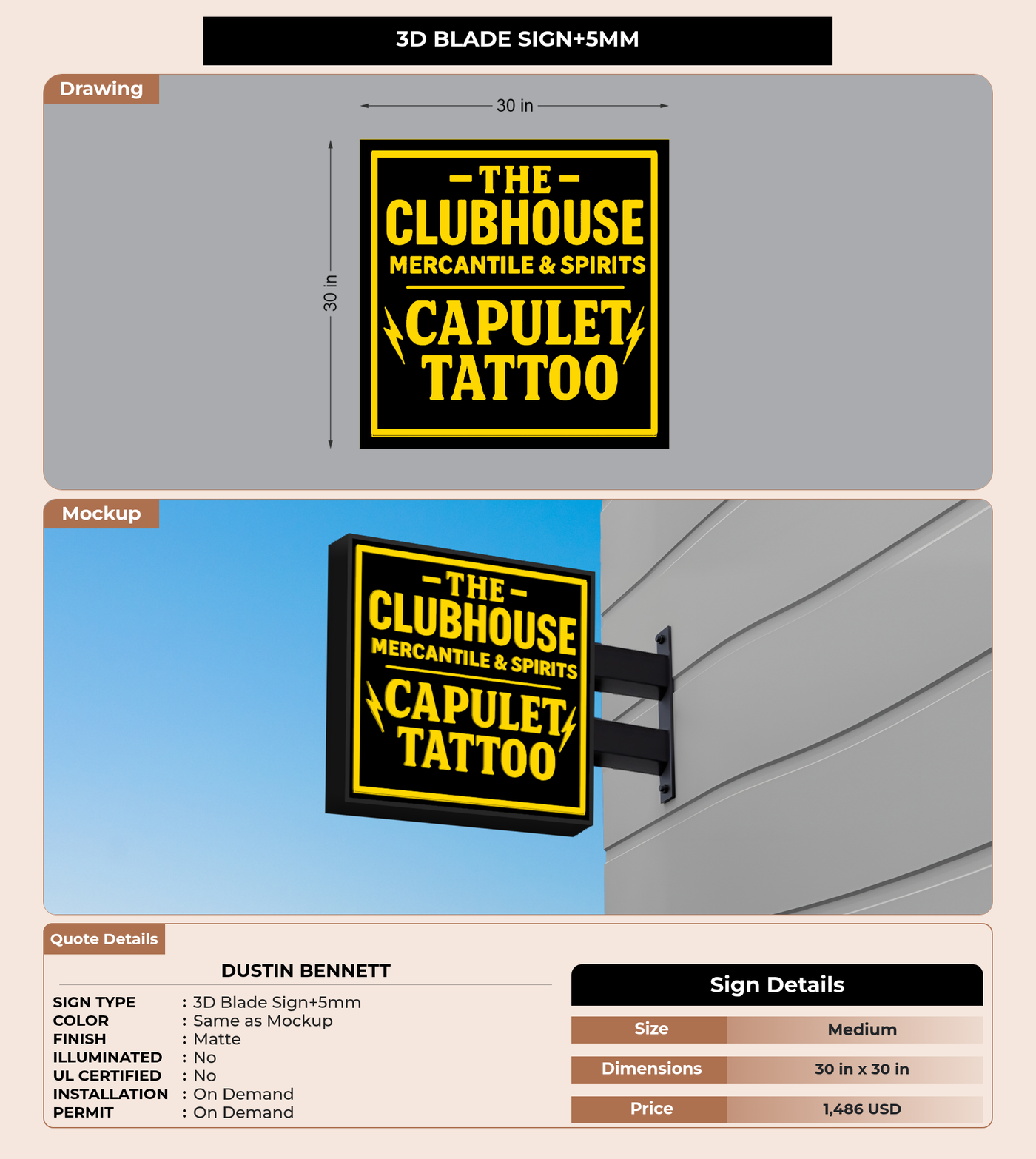 CUSTOM MOCKUP SIGN FOR Dustin Bennett