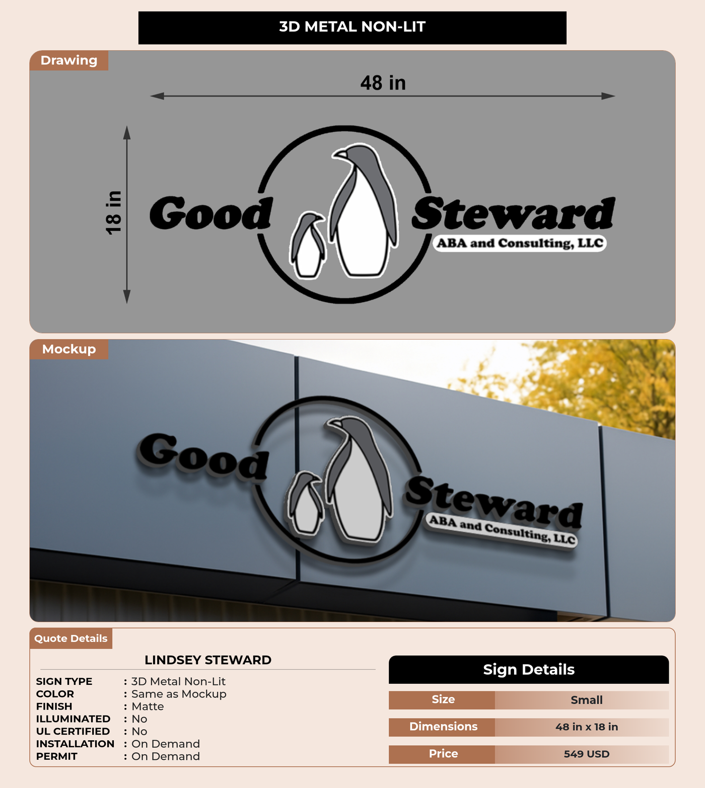 CUSTOM MOCKUP SIGN FOR LINDSEY STEWARD