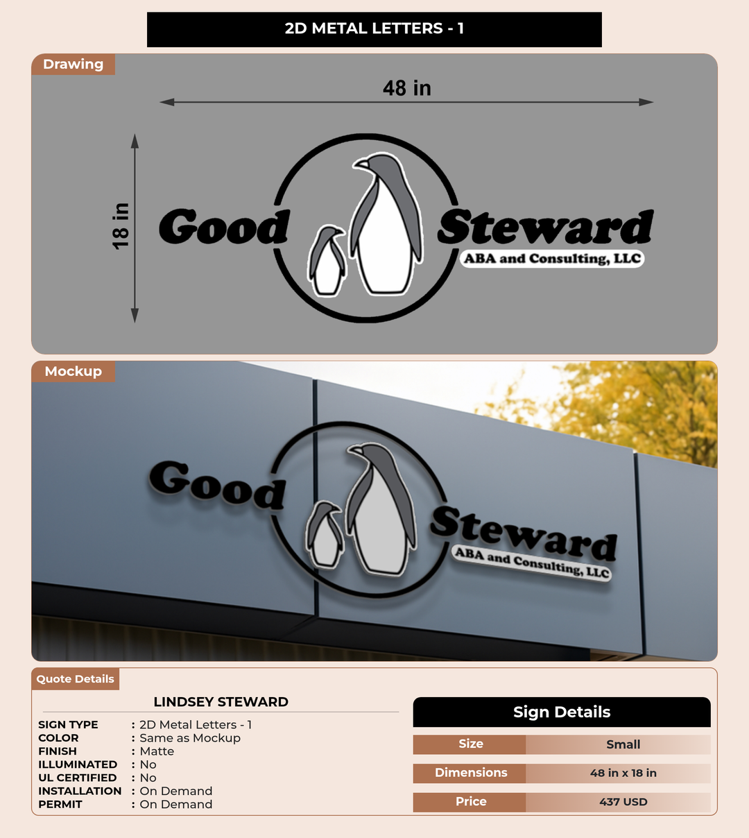 CUSTOM MOCKUP SIGN FOR LINDSEY STEWARD