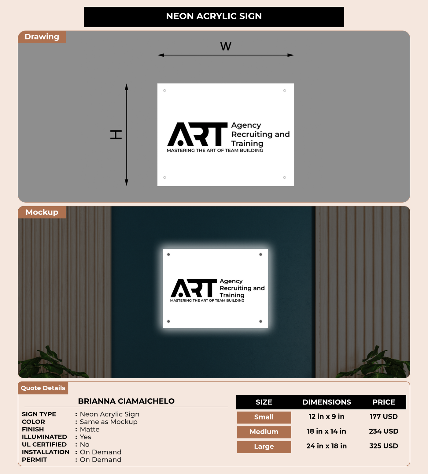 CUSTOM MOCKUP SIGN FOR Brianna Ciamaichelo