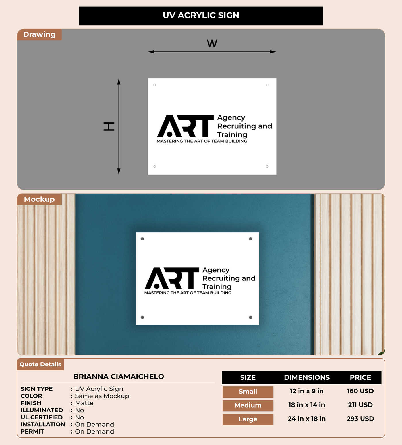 CUSTOM MOCKUP SIGN FOR Brianna Ciamaichelo