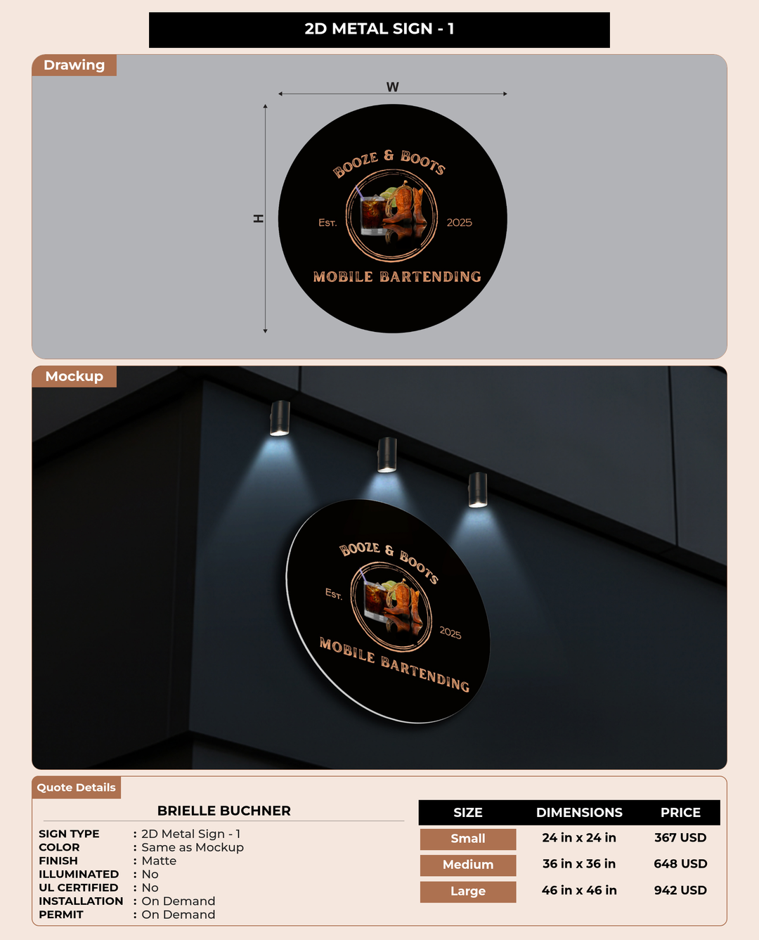 CUSTOM MOCKUP SIGN FOR Brielle Buchner
