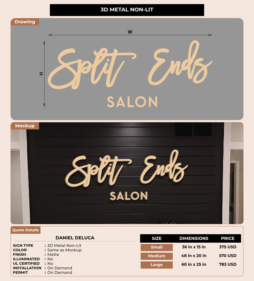 CUSTOM MOCKUP SIGN FOR Daniel Deluca