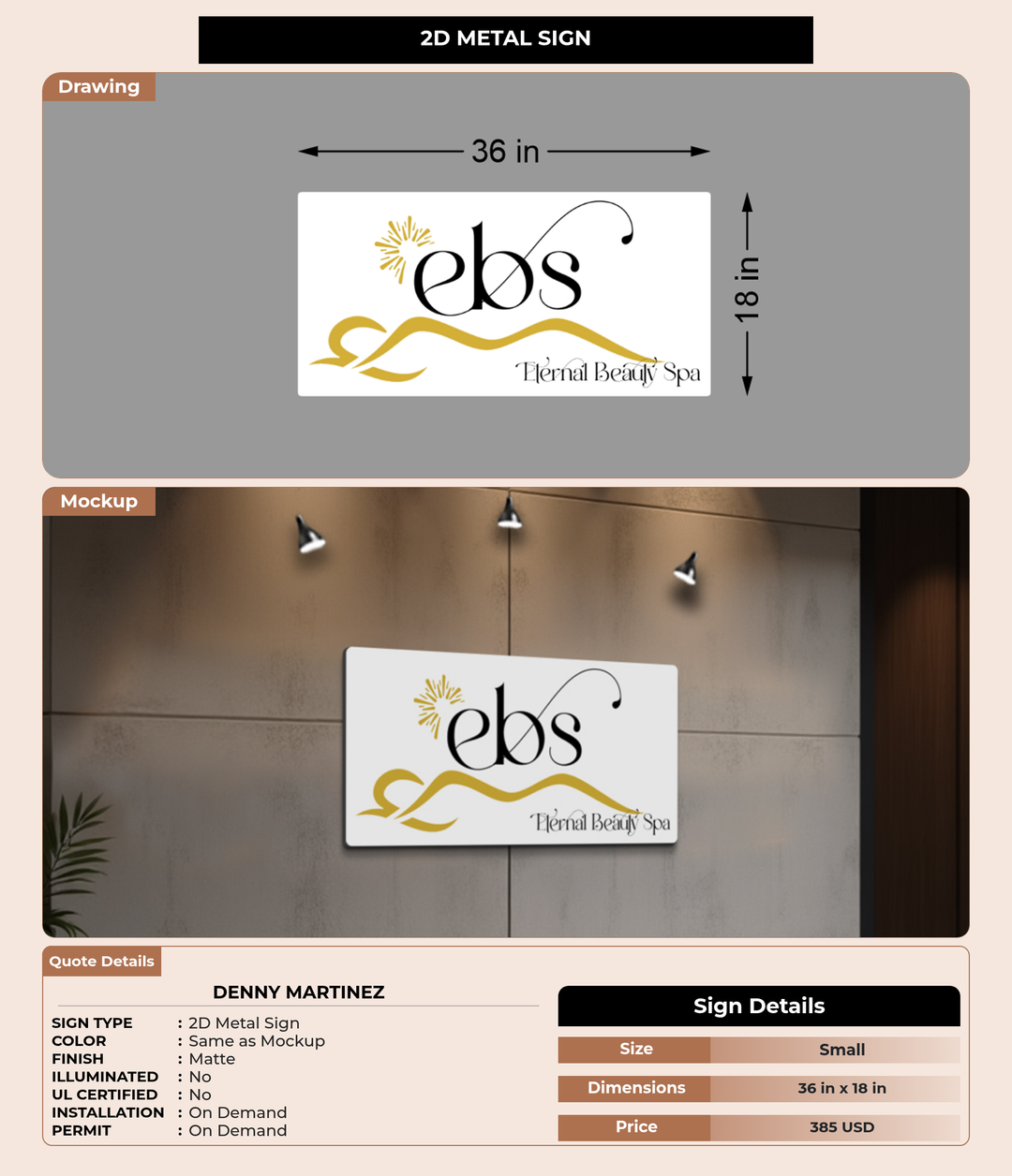 CUSTOM MOCKUP SIGN FOR Denny Martinez