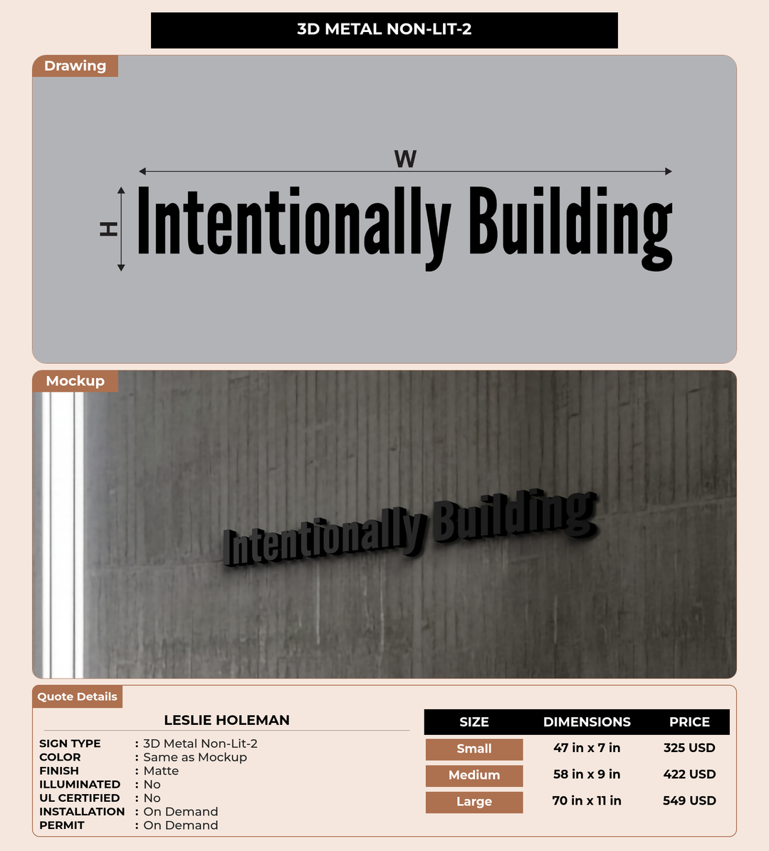 CUSTOM MOCKUP SIGN FOR Leslie Holeman