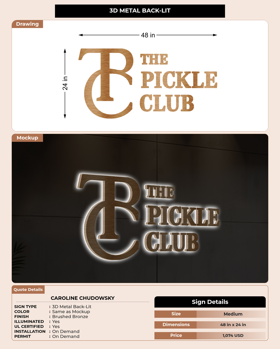 CUSTOM MOCKUP SIGN FOR Caroline Chudowsky