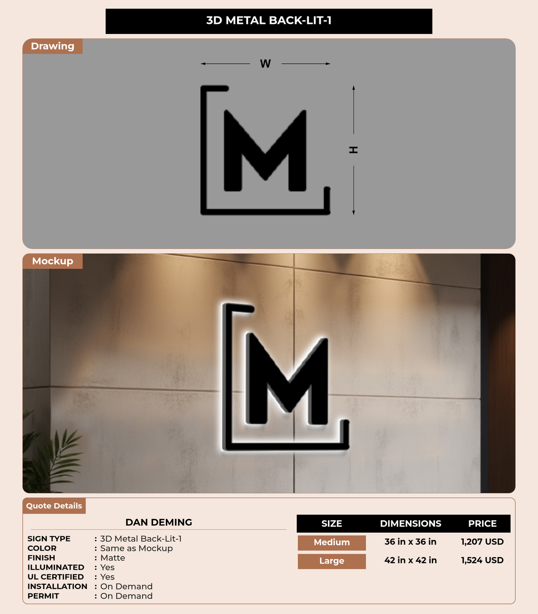 CUSTOM MOCKUP SIGN FOR Dan Deming