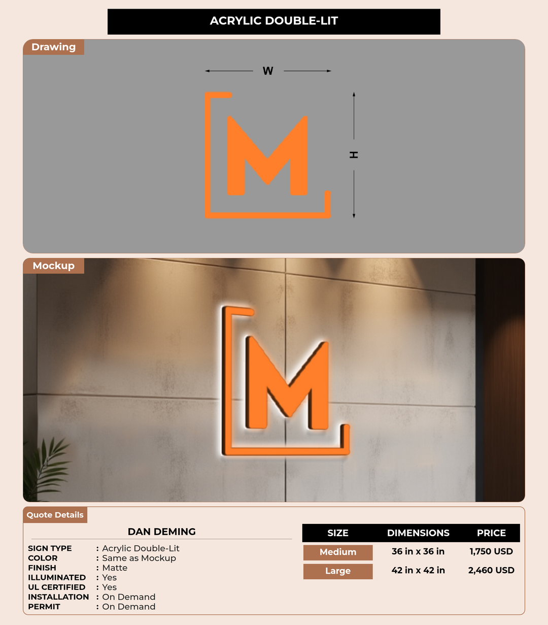 CUSTOM MOCKUP SIGN FOR Dan Deming