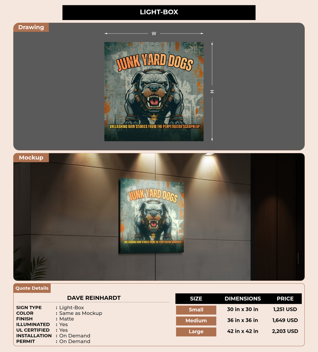 CUSTOM MOCKUP SIGN FOR Dave Reinhardt