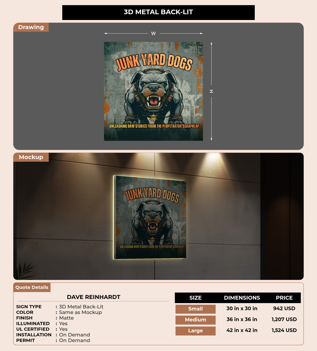 CUSTOM MOCKUP SIGN FOR Dave Reinhardt