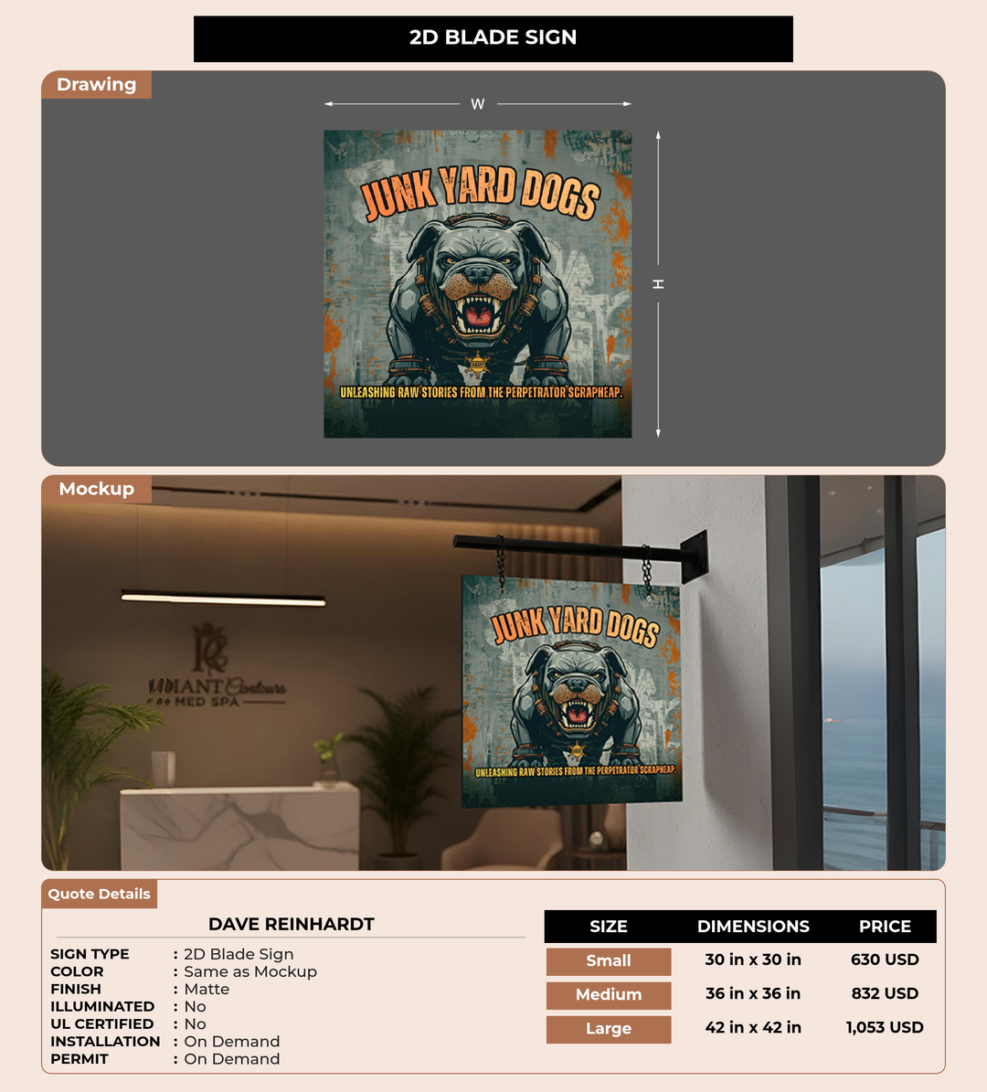 CUSTOM MOCKUP SIGN FOR Dave Reinhardt