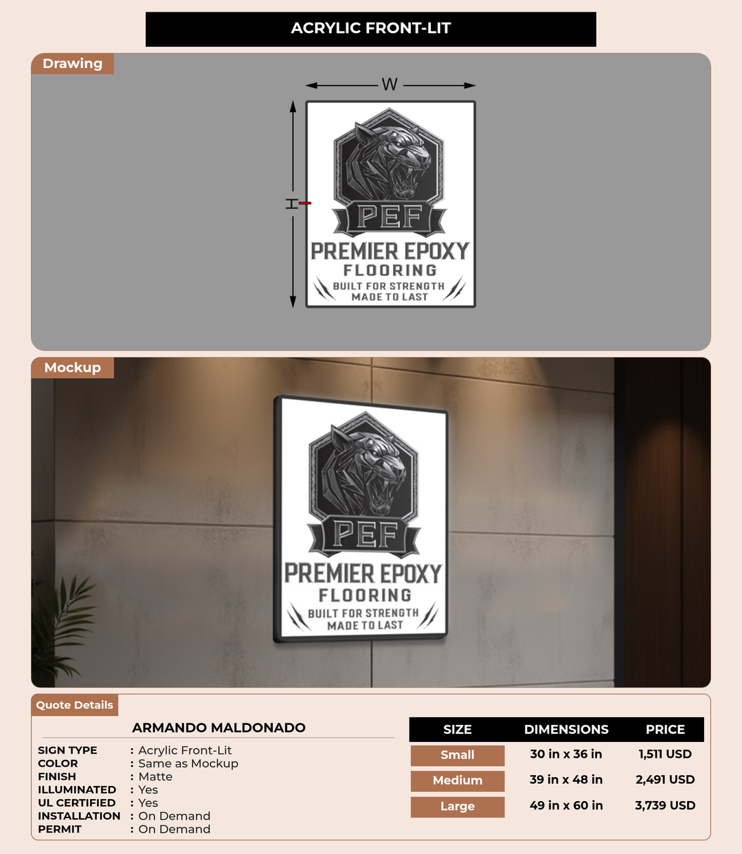 CUSTOM MOCKUP SIGN FOR Armando Maldonado