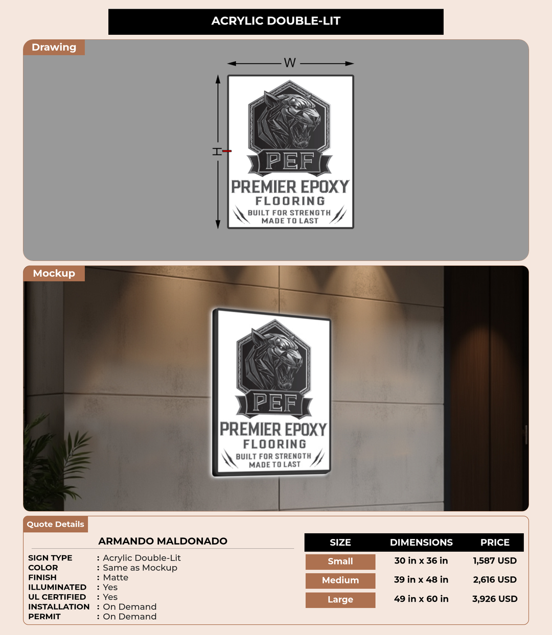 CUSTOM MOCKUP SIGN FOR Armando Maldonado