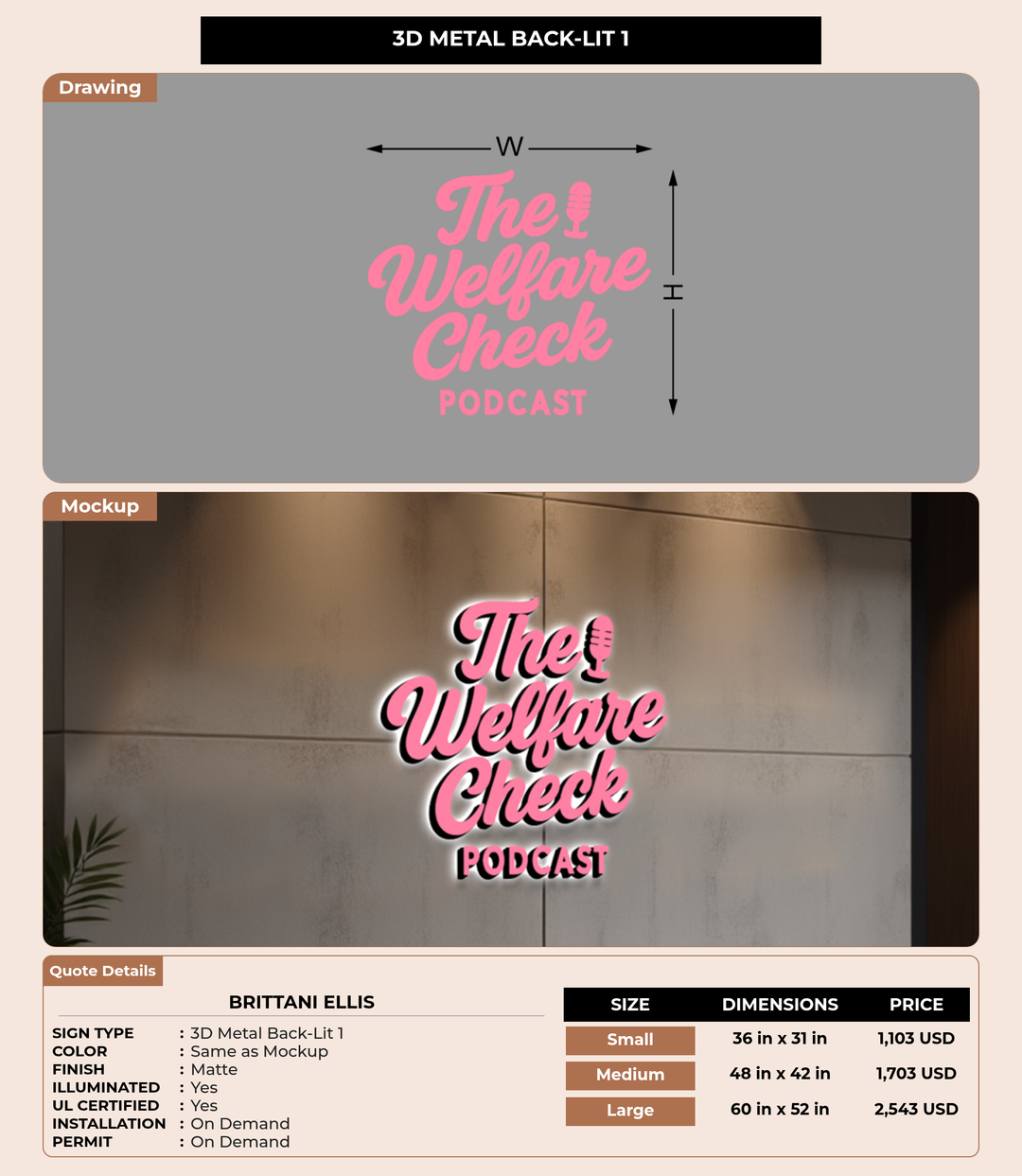 CUSTOM MOCKUP SIGN FOR Brittani Ellis