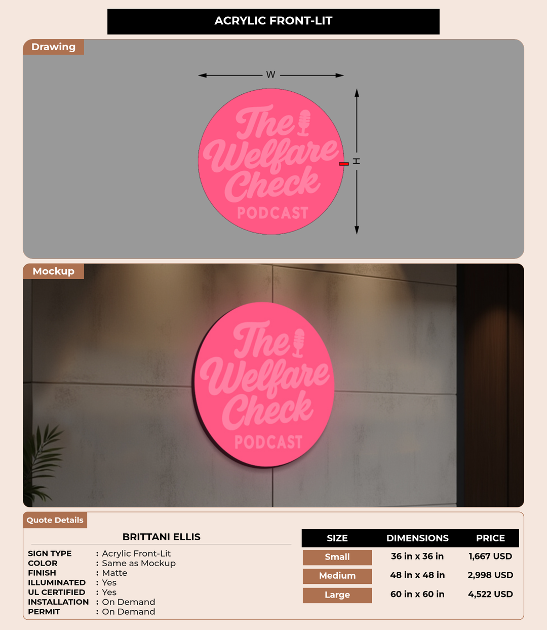 CUSTOM MOCKUP SIGN FOR Brittani Ellis