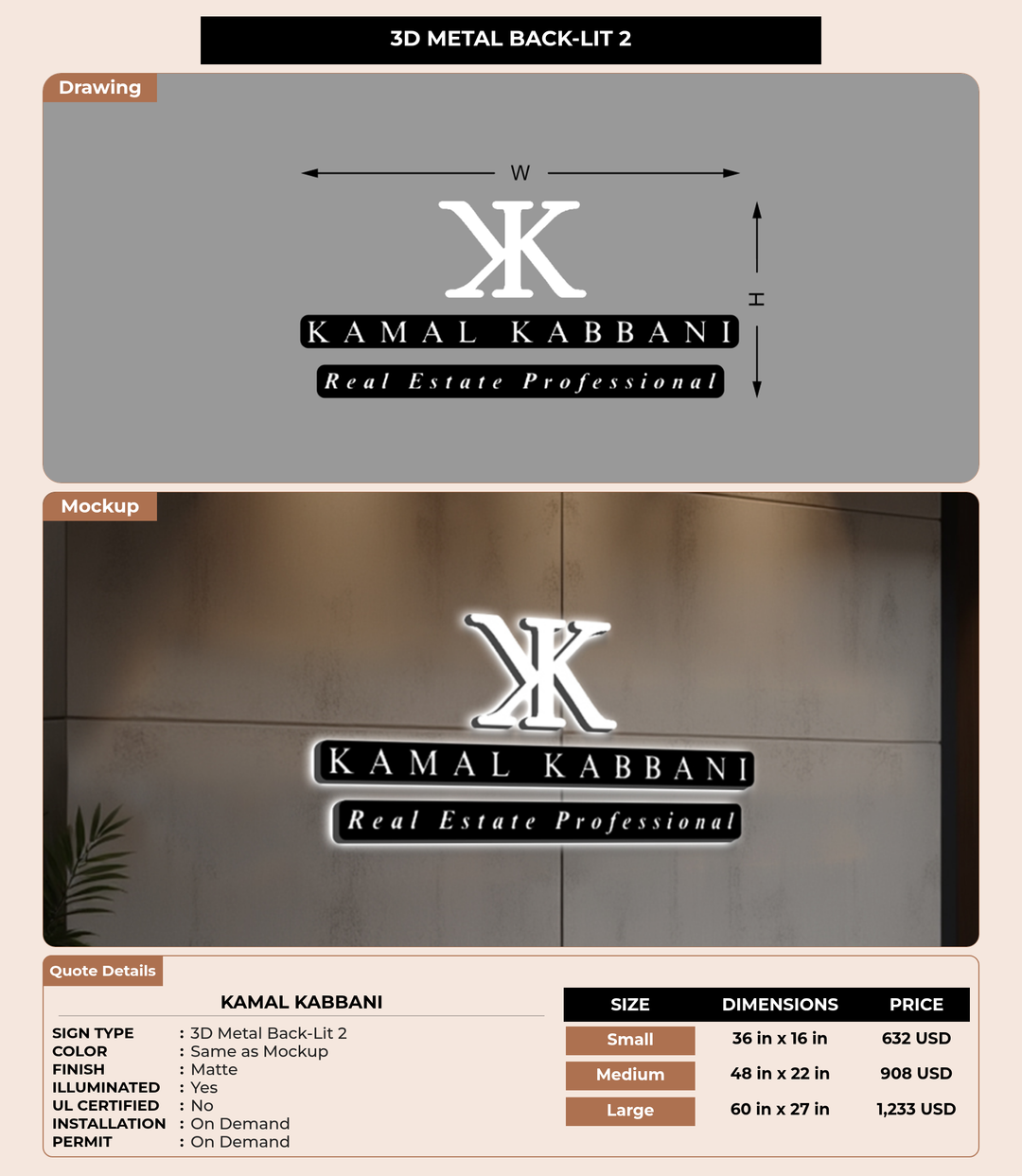 CUSTOM MOCKUP SIGN FOR Kamal Kabbani