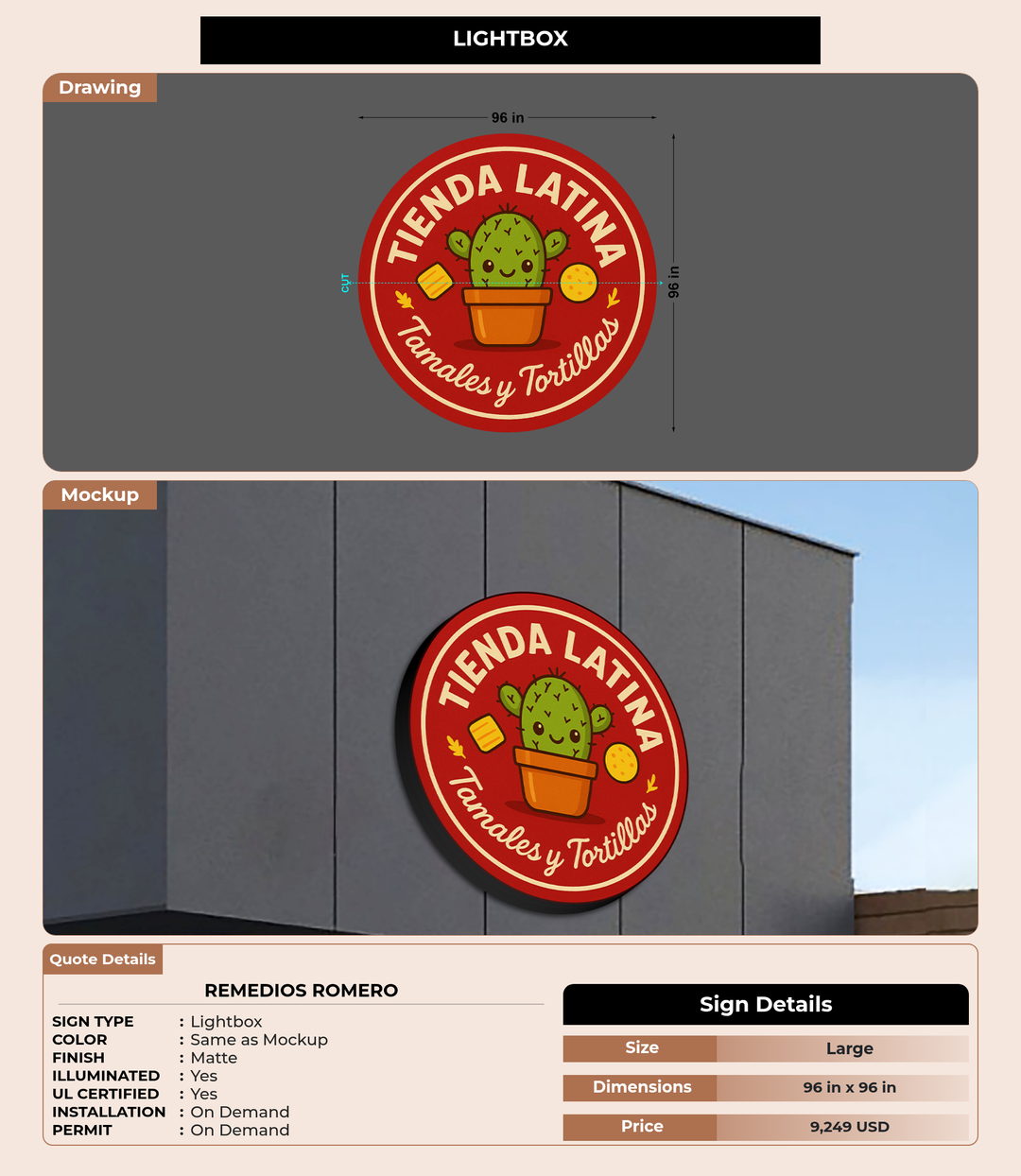 CUSTOM MOCKUP SIGN FOR Remedios Romero