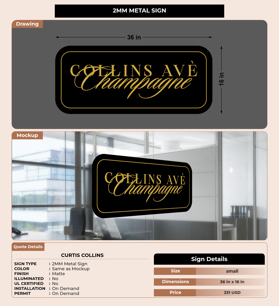 CUSTOM MOCKUP SIGN FOR Curtis  Collins