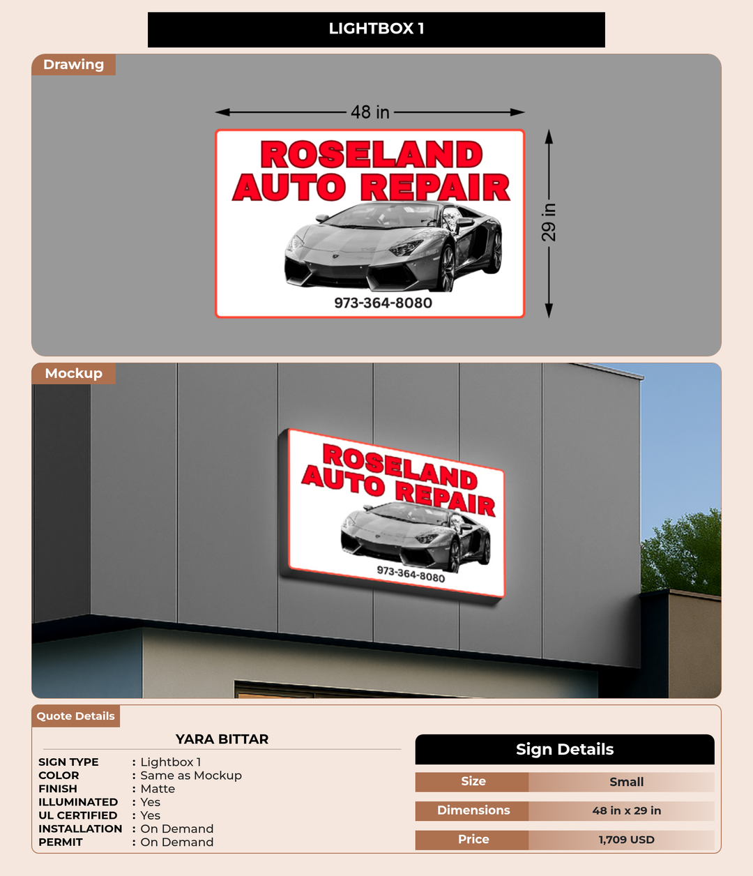 CUSTOM MOCKUP SIGN FOR Yara Bittar