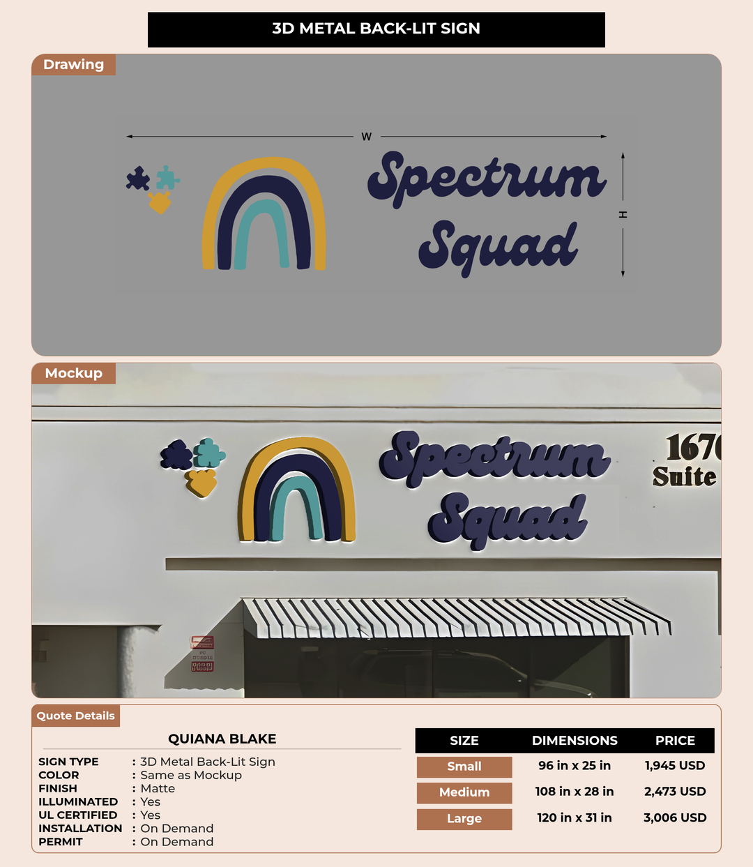 CUSTOM MOCKUP SIGN FOR Quiana Blake