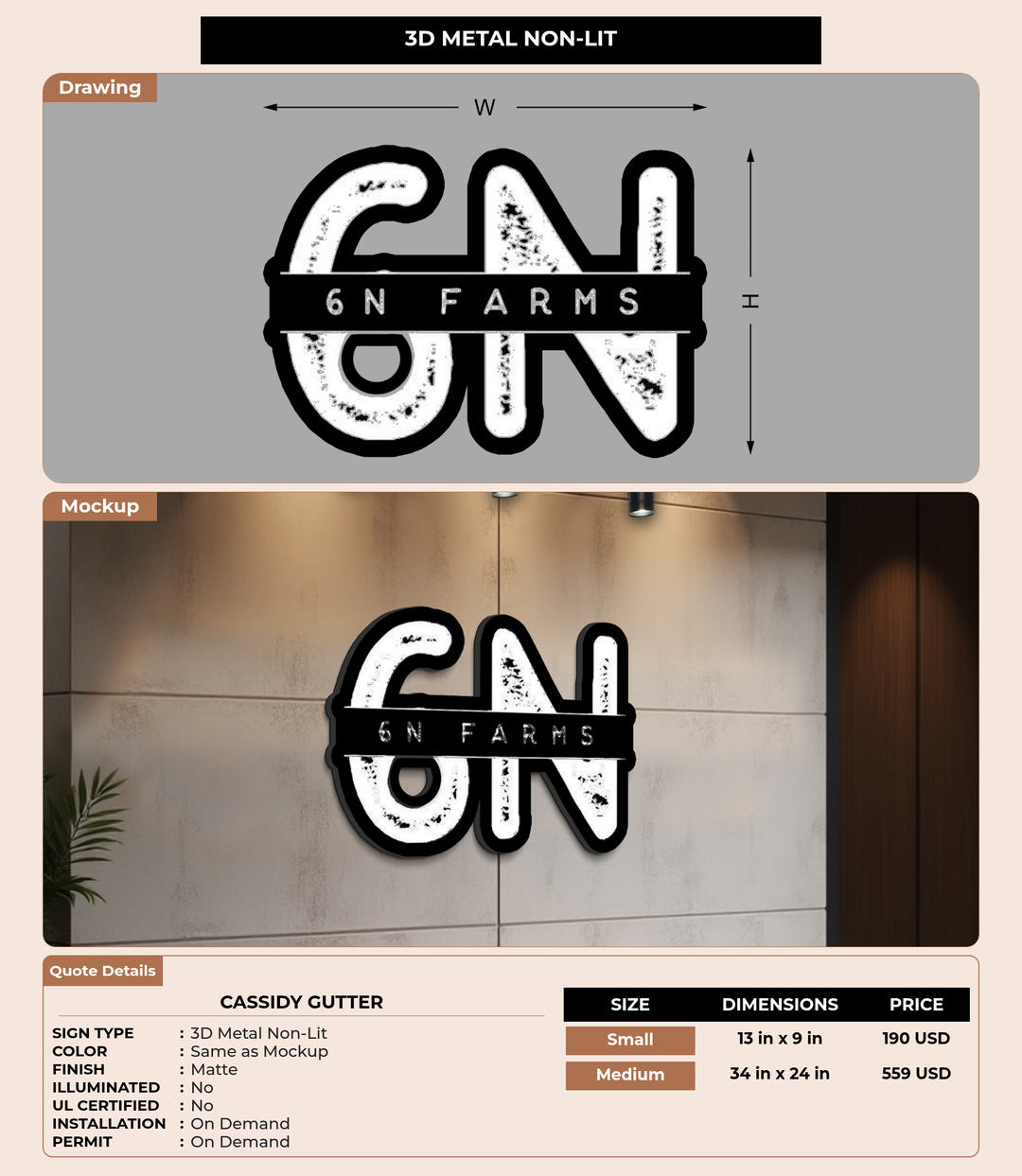 CUSTOM MOCKUP SIGN FOR Cassidy Gutter