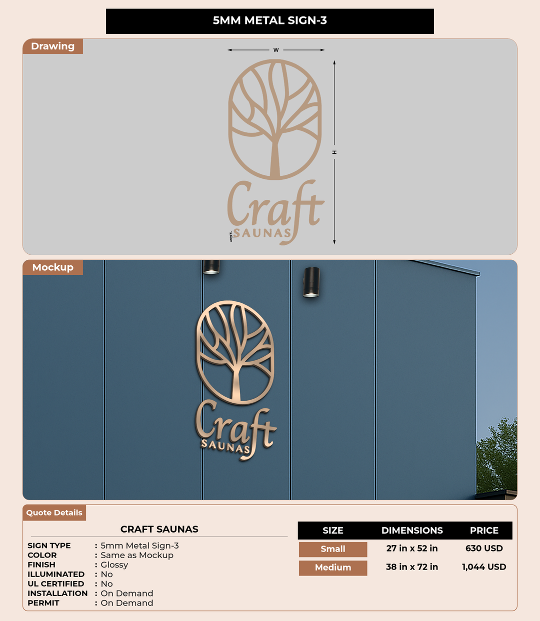 CUSTOM MOCKUP SIGN FOR Craft Saunas