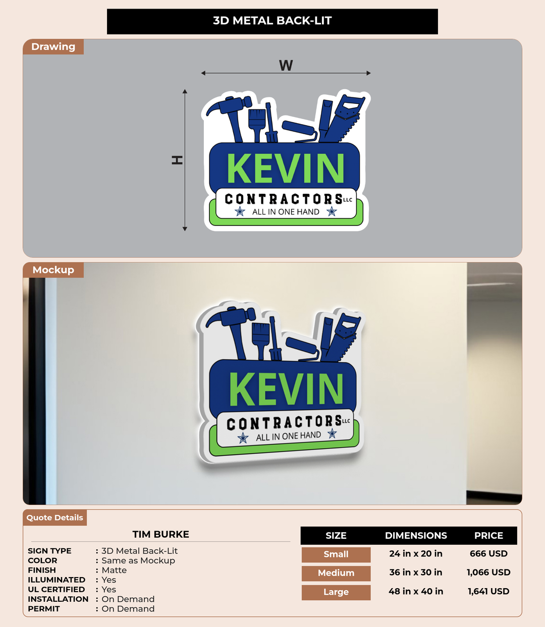 CUSTOM MOCKUP SIGN FOR Tim Burke