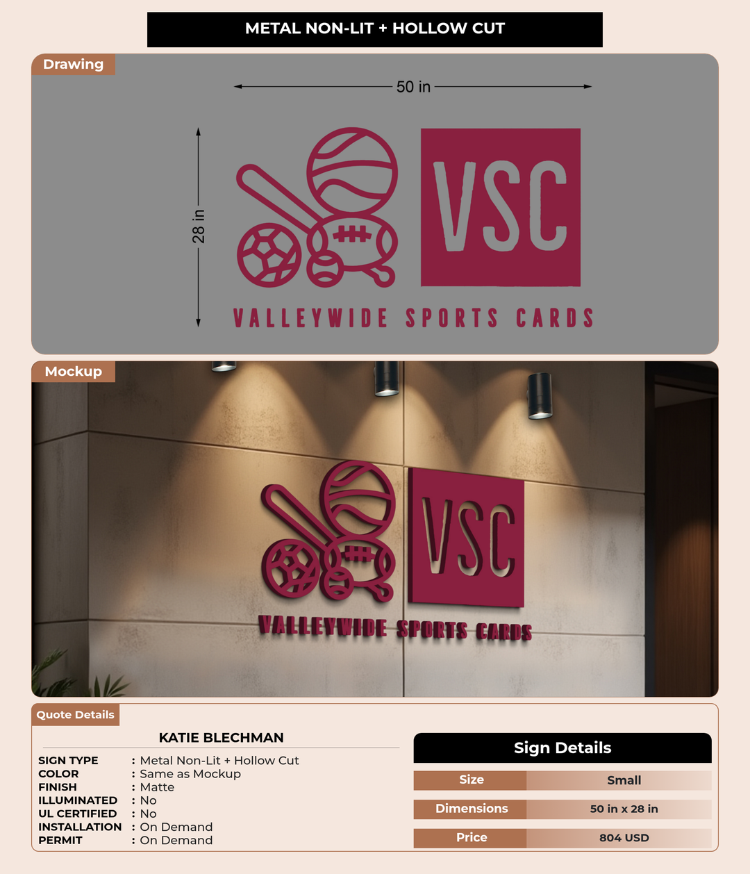 CUSTOM MOCKUP SIGN FOR Katie Blechman