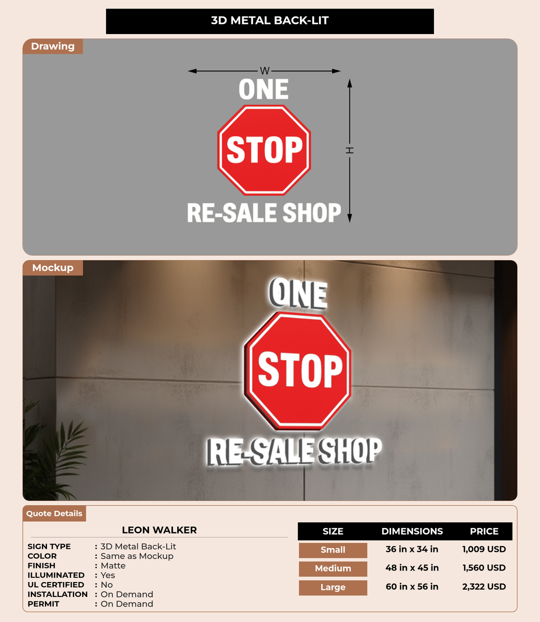 CUSTOM MOCKUP SIGN FOR Leon Walker