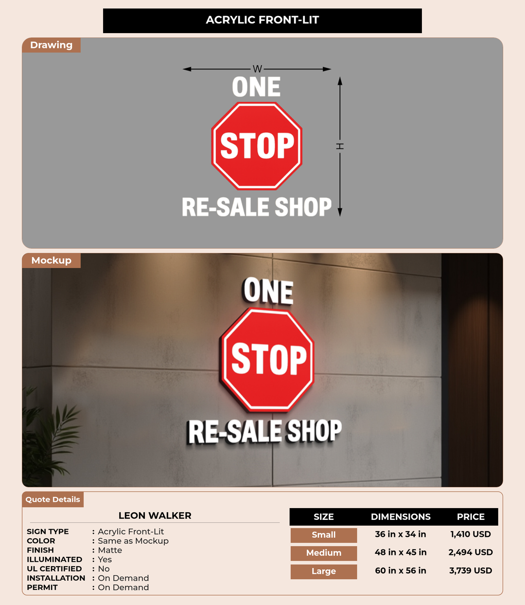 CUSTOM MOCKUP SIGN FOR Leon Walker