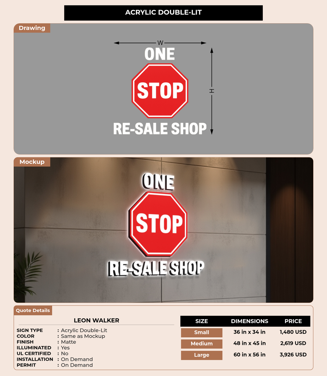 CUSTOM MOCKUP SIGN FOR Leon Walker