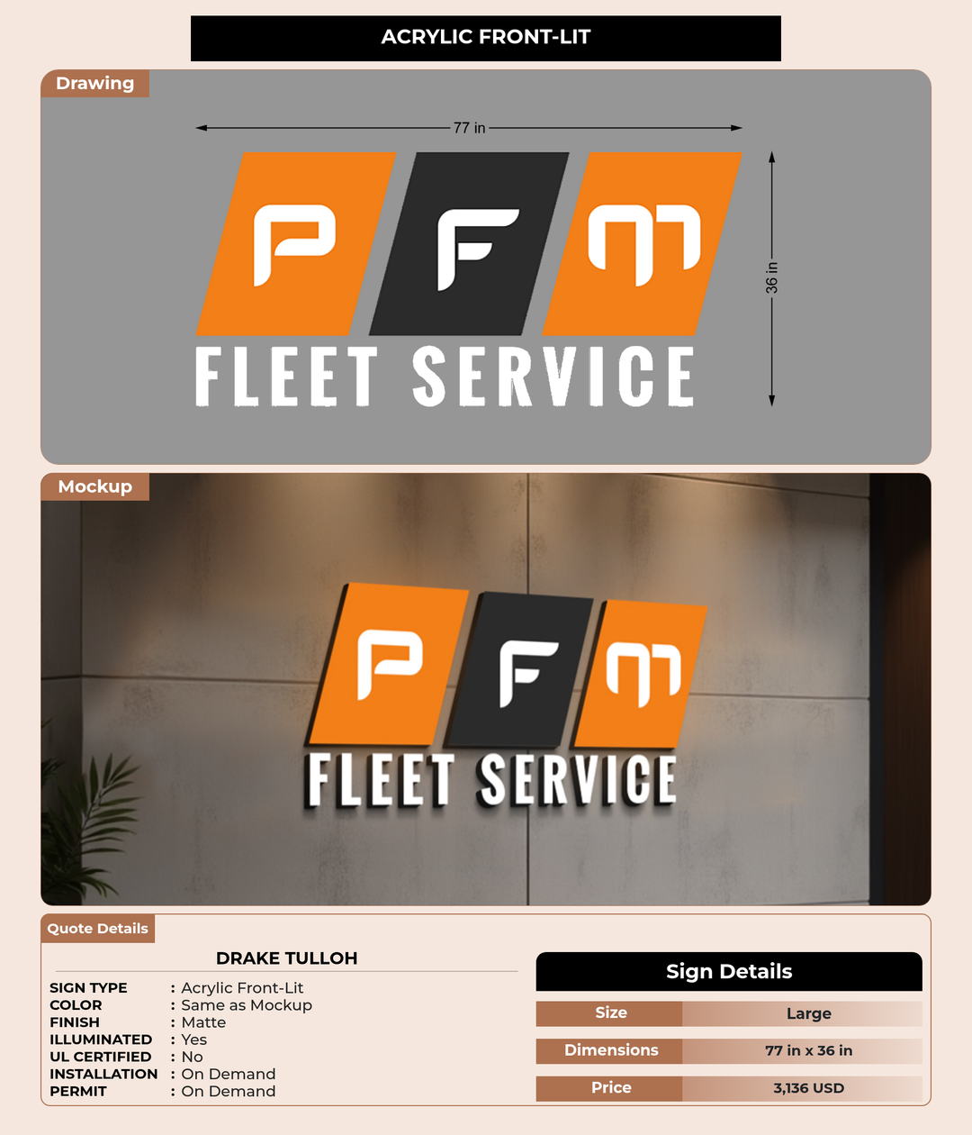 CUSTOM MOCKUP SIGN FOR DRAKE TULLOH