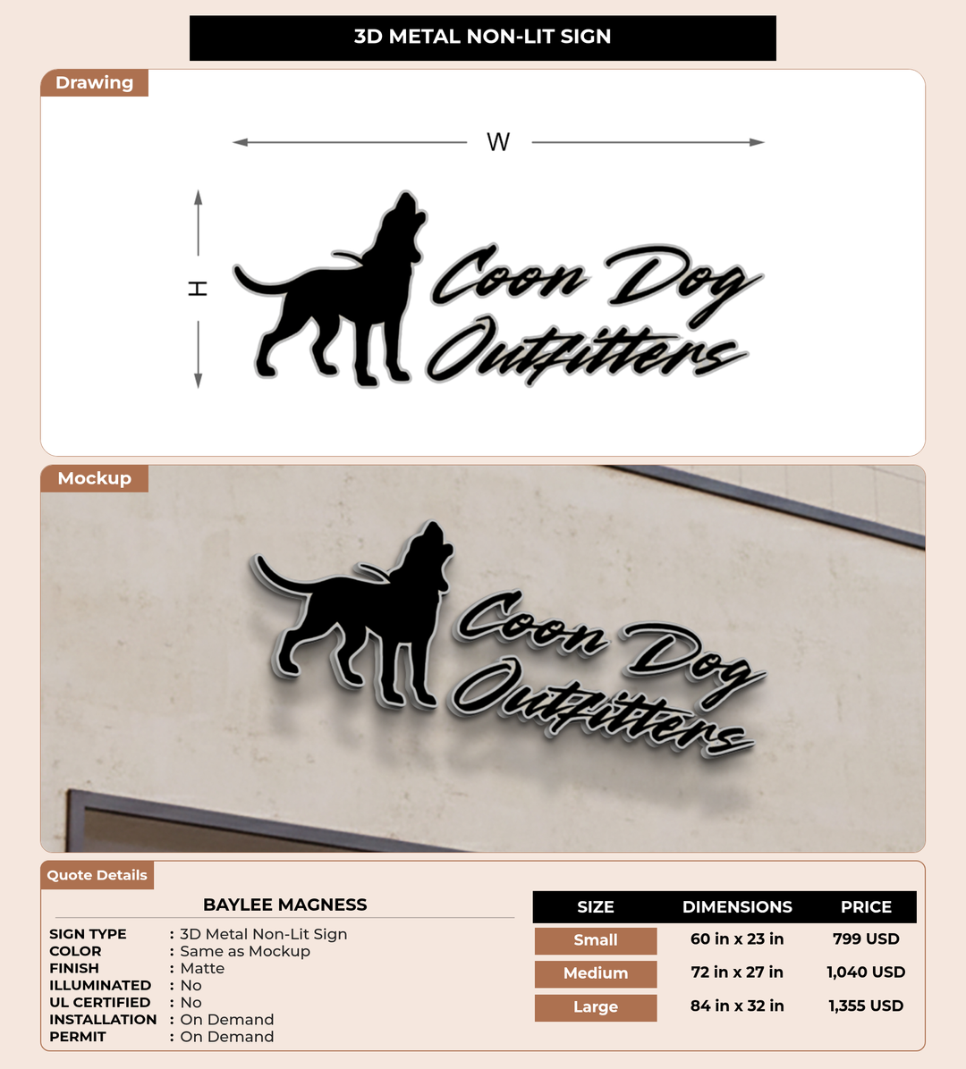 CUSTOM MOCKUP SIGN FOR Baylee Magness