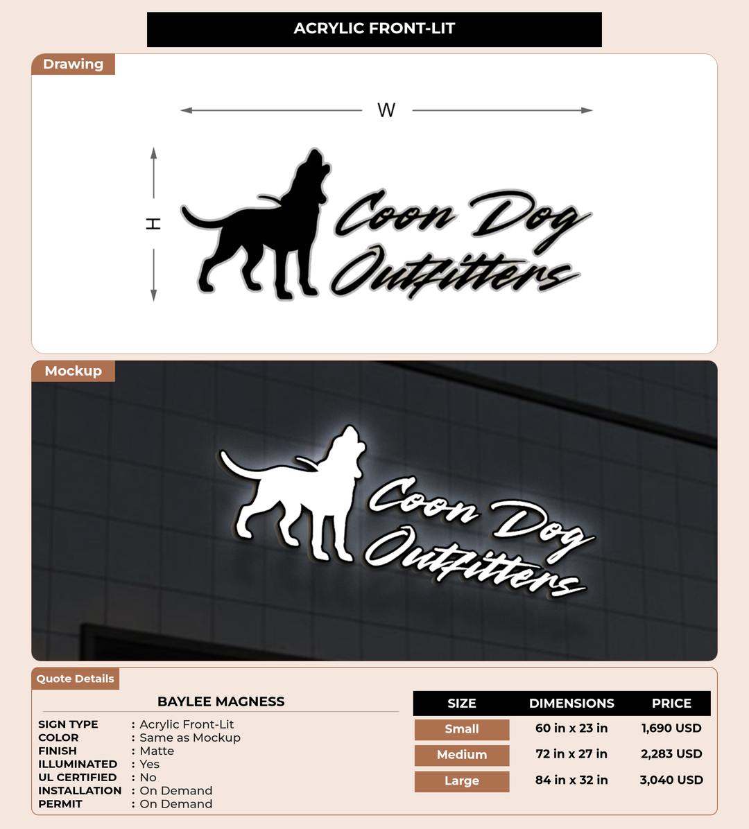 CUSTOM MOCKUP SIGN FOR Baylee Magness