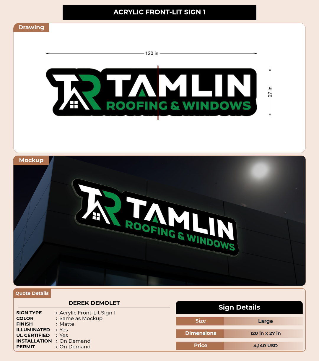 CUSTOM MOCKUP SIGN FOR Derek DeMolet