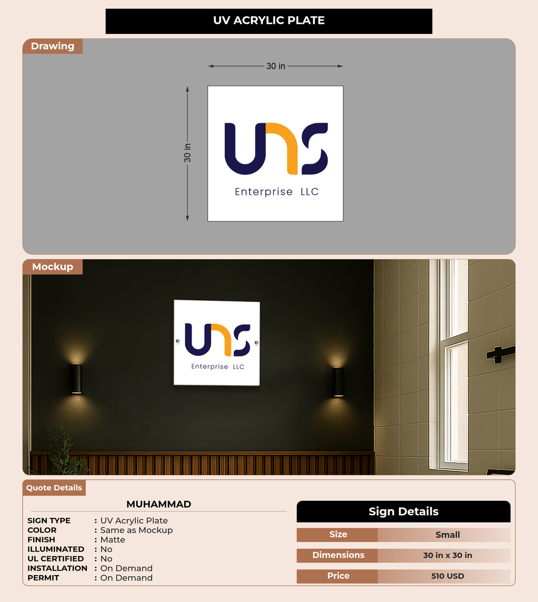 CUSTOM MOCKUP SIGN FOR Muhammad