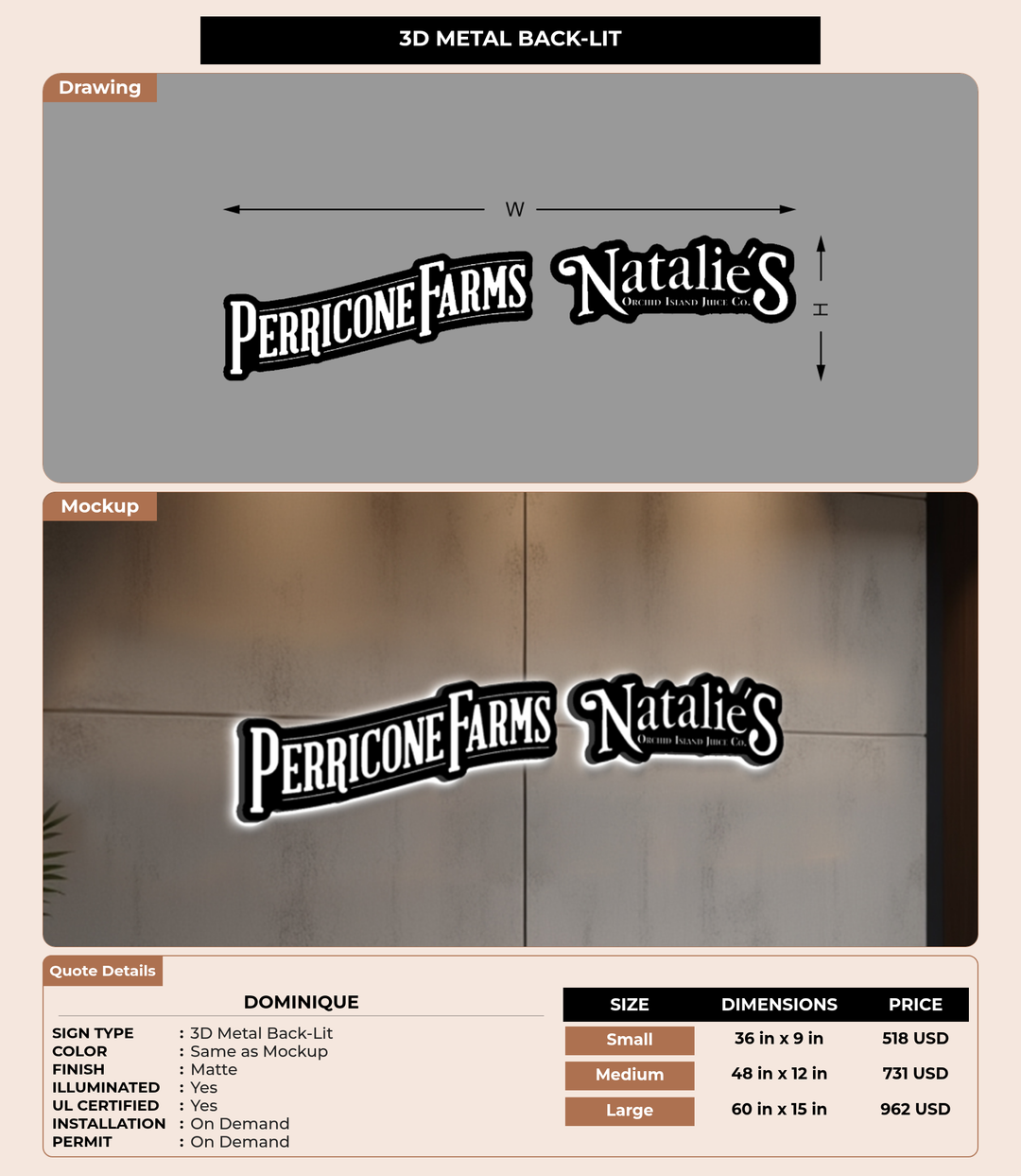 CUSTOM MOCKUP SIGN FOR Dominique