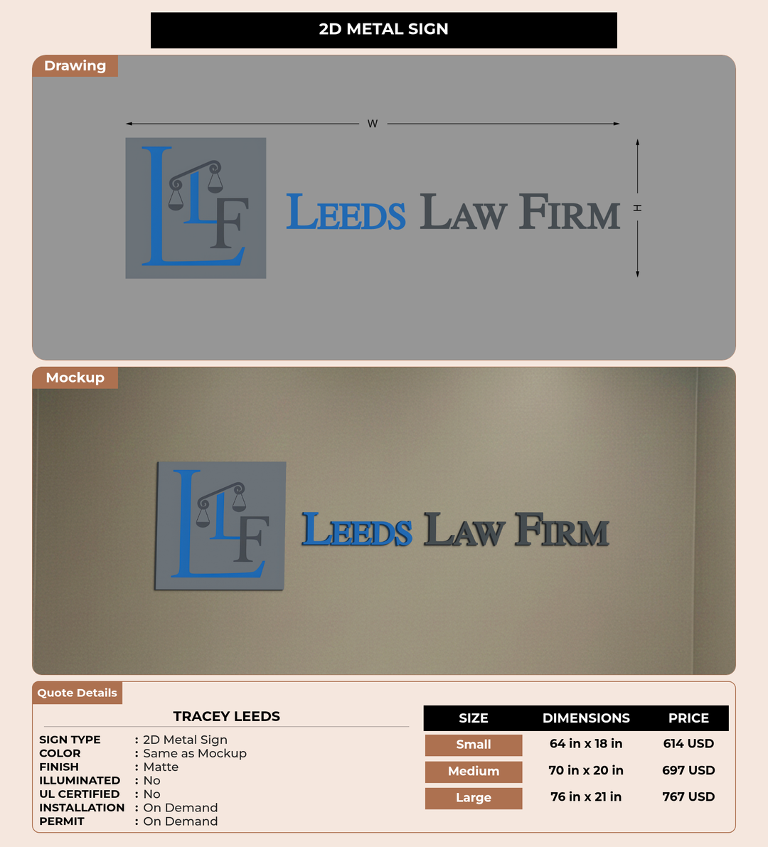 CUSTOM MOCKUP SIGN FOR Tracey Leeds