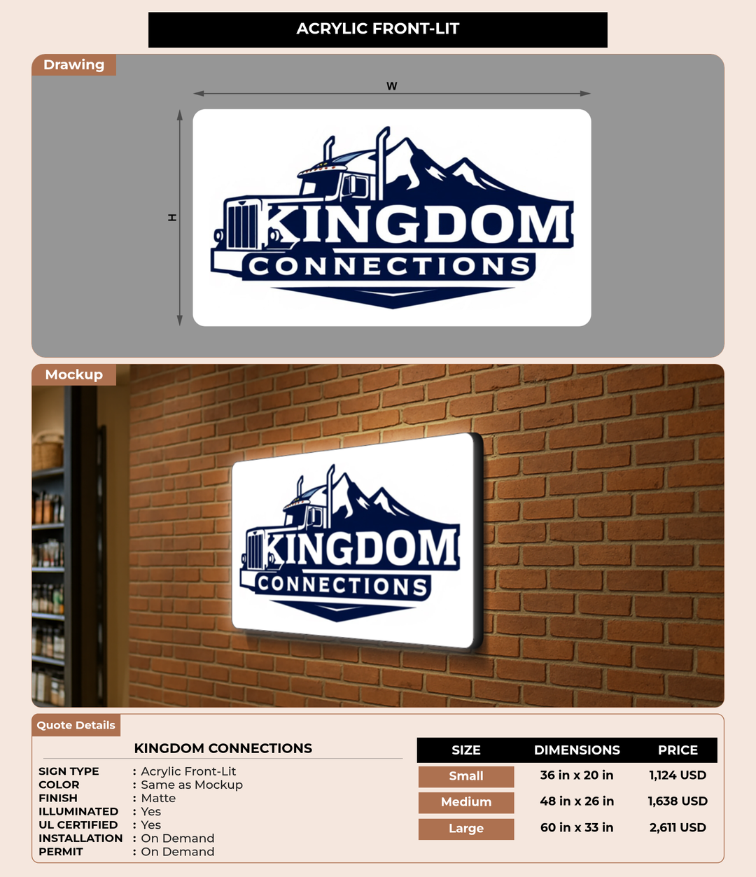 CUSTOM MOCKUP SIGN FOR Kingdom Connections