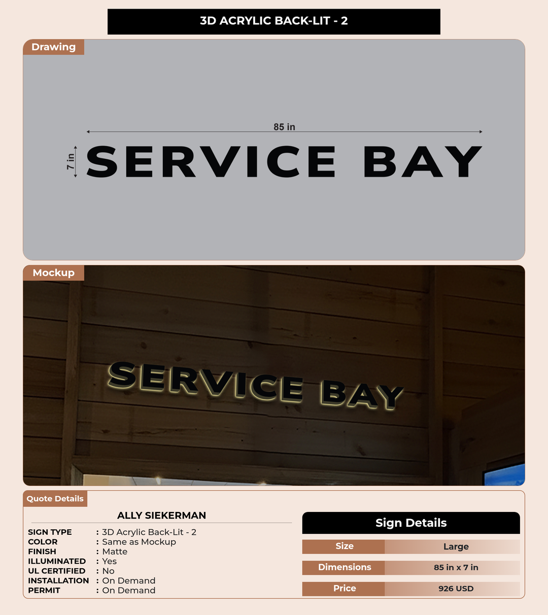 CUSTOM MOCKUP SIGN FOR Ally Siekerman