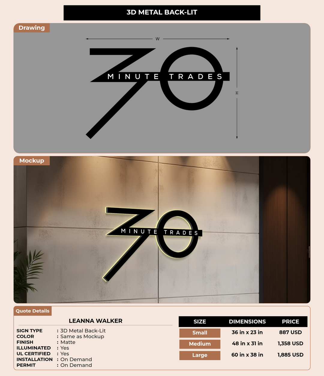 CUSTOM MOCKUP SIGN FOR Leanna Walker