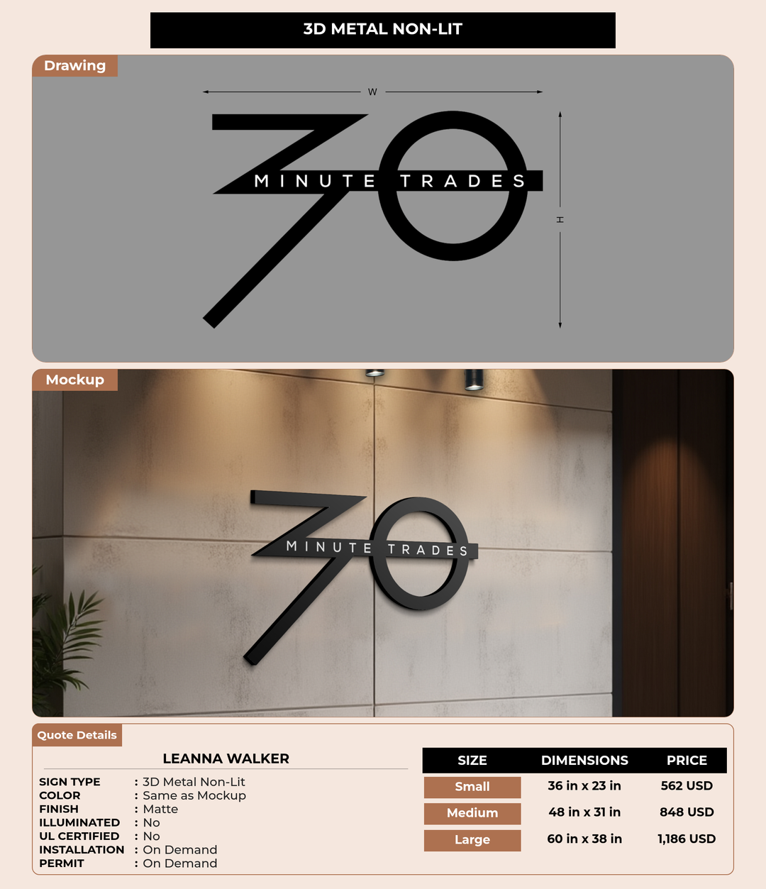CUSTOM MOCKUP SIGN FOR Leanna Walker