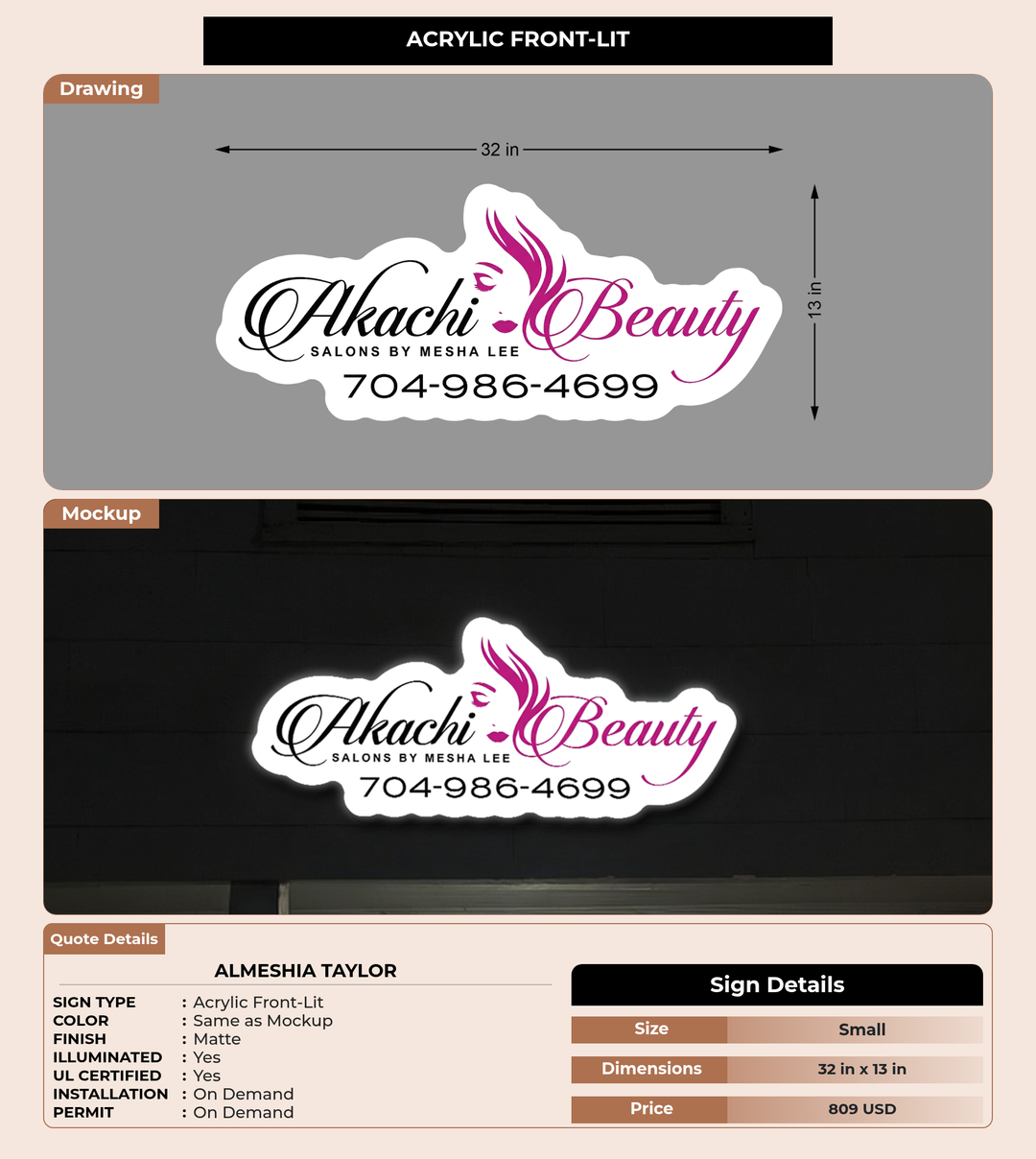 CUSTOM MOCKUP SIGN FOR Almeshia Taylor