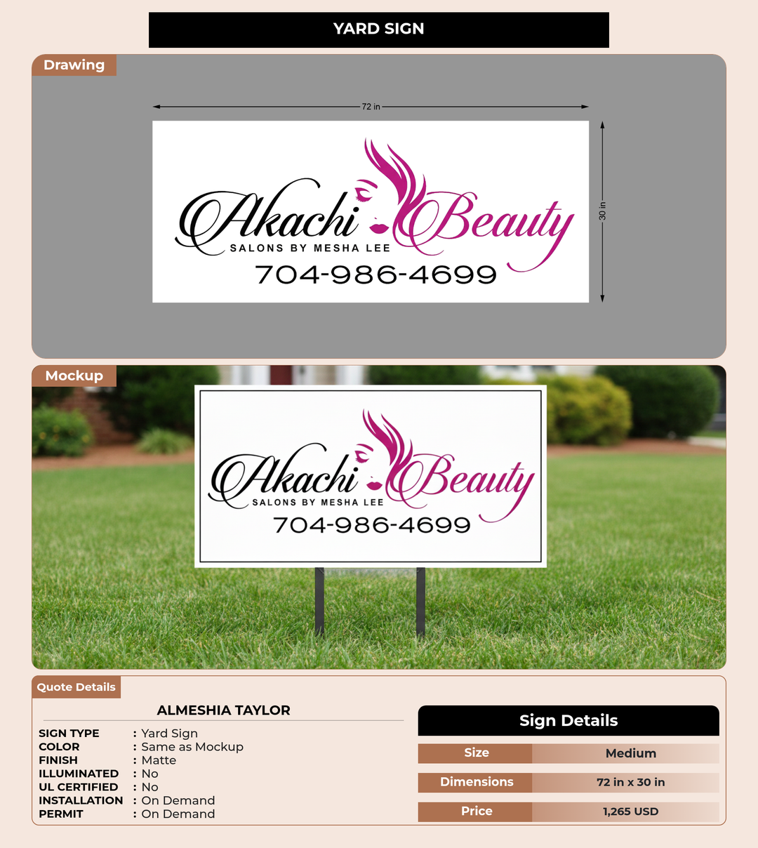 CUSTOM MOCKUP SIGN FOR Almeshia Taylor