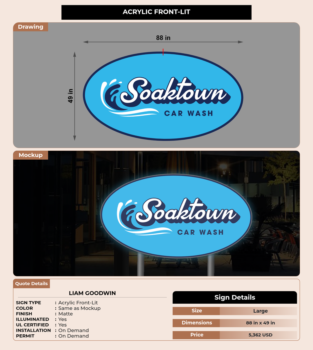CUSTOM MOCKUP SIGN FOR Liam Goodwin