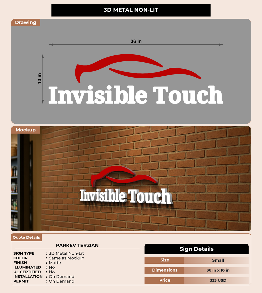 CUSTOM MOCKUP SIGN FOR Parkev Terzian