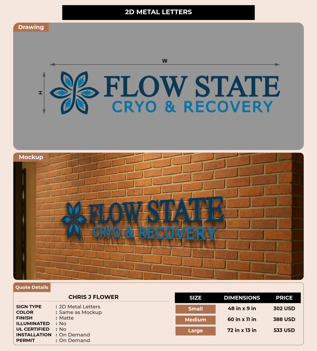 CUSTOM MOCKUP SIGN FOR Chris J Flower