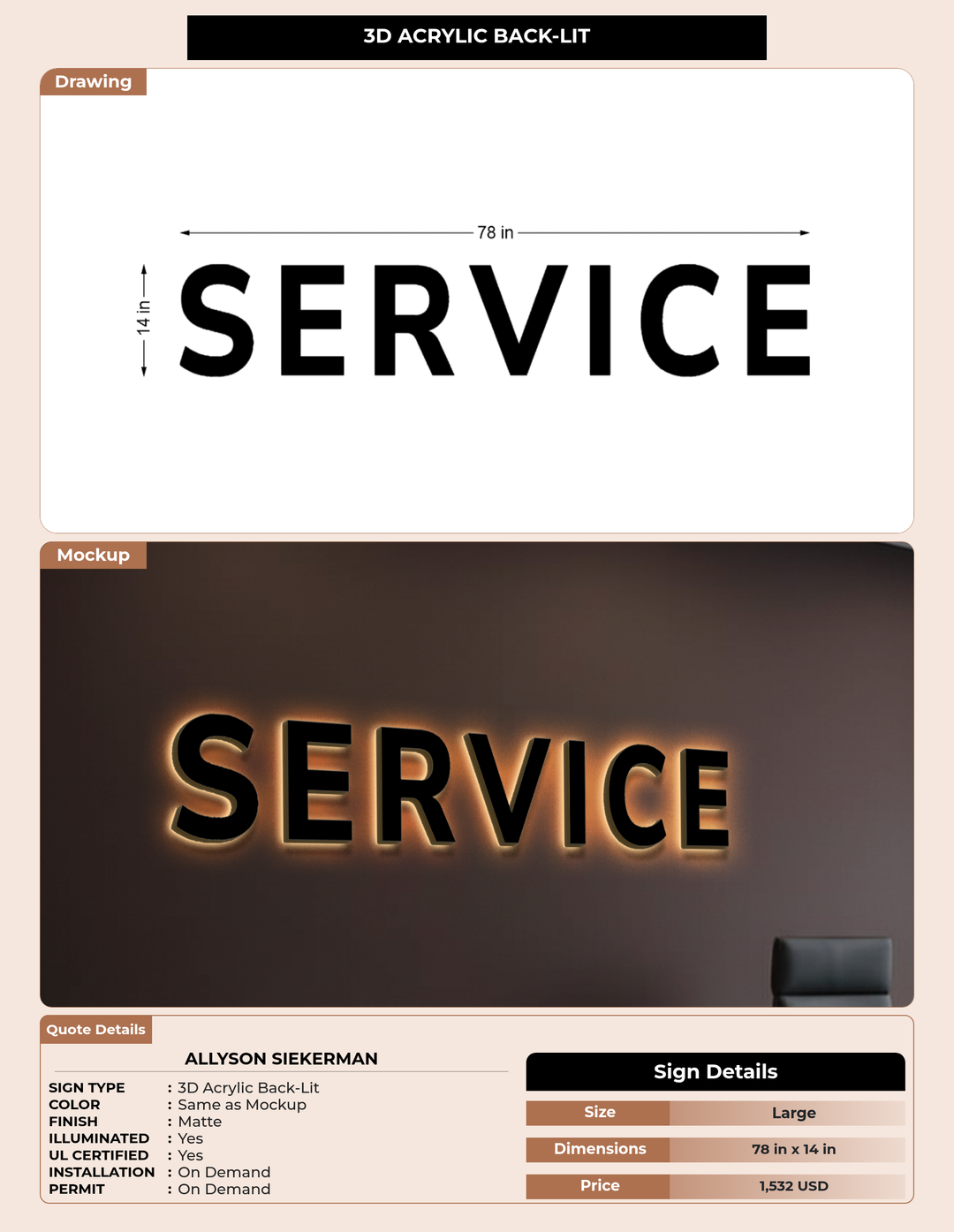 CUSTOM MOCKUP SIGN FOR Allyson Siekerman