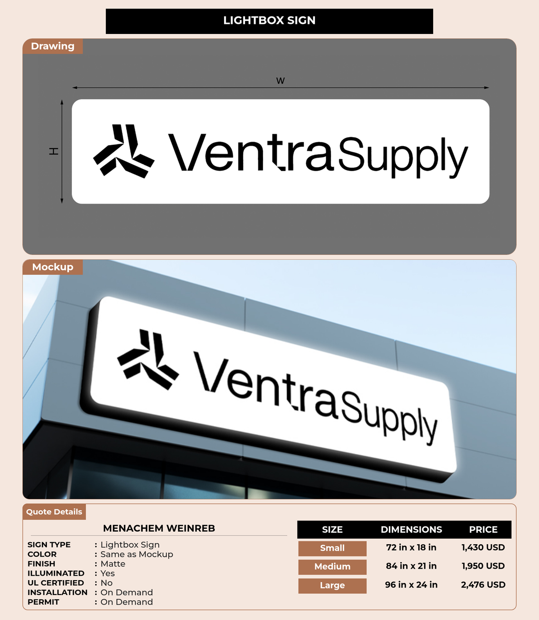 CUSTOM MOCKUP SIGN FOR Menachem Weinreb