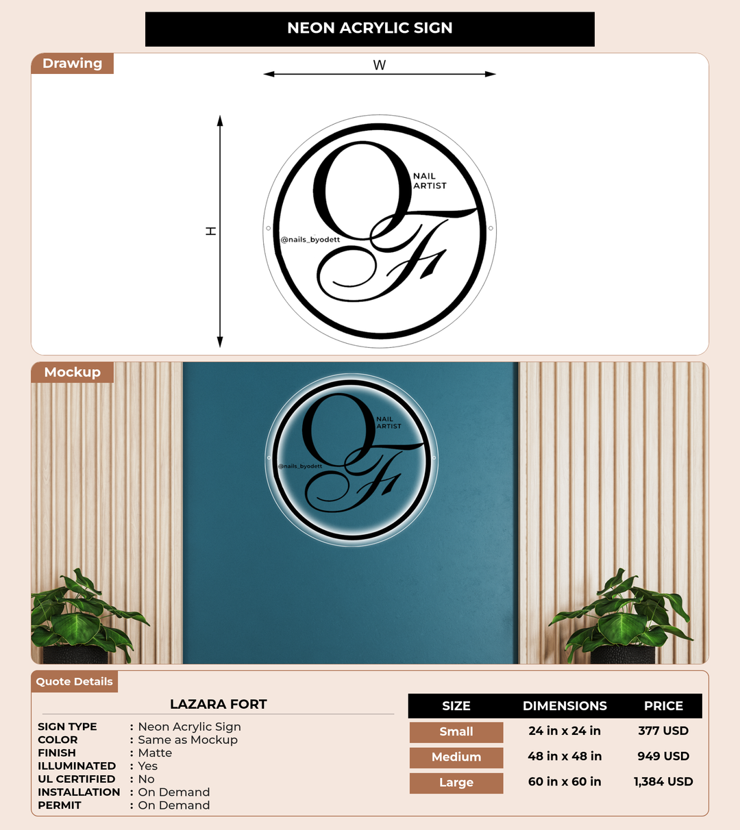 CUSTOM MOCKUP SIGN FOR lazara fort